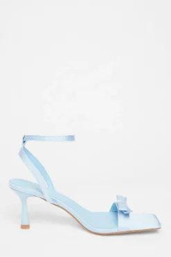 Quiz Satin Bow Heels Blue New