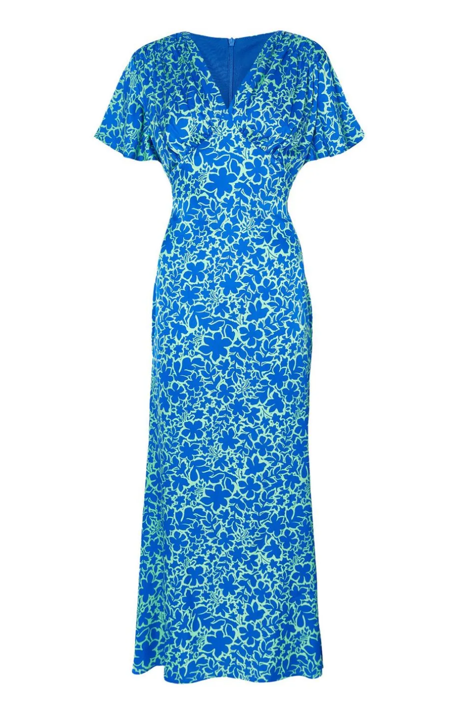 Quiz Blue Satin Floral Midaxi Dress New