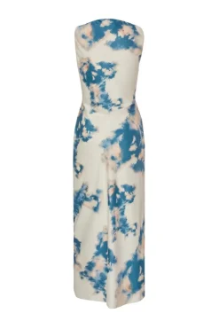 Quiz Blue Satin Marble Print Midaxi Dress Clearance