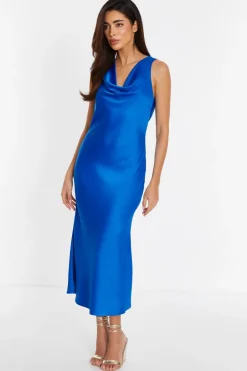 Quiz Blue Satin Slip Midi Dress