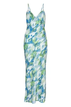 Quiz Blue Satin Tie Back Midaxi Dress Outlet