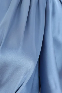Quiz Blue Satin Wrap Ruched Midi Dress Online