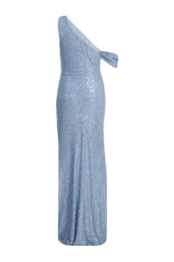 Quiz Sequin Cowl Neck Maxi Dress Blue New