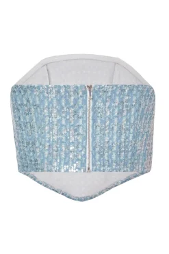 Quiz Blue Sequin Denim Bandeau Top Hot