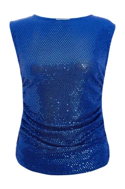 Quiz Sequin Vest Top Blue Outlet