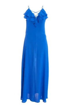 Quiz Strappy Ruffle Chiffon Maxi Dress Blue Best