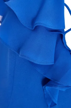 Quiz Strappy Ruffle Chiffon Maxi Dress Blue Best