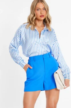 Quiz Blue Tailored Shorts Discount