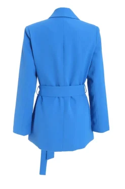 Quiz Blue Tailored Tie Belt Blazer Outlet