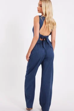 Quiz Blue Wide Leg Trousers Discount