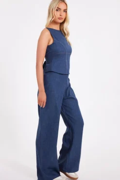 Quiz Blue Wide Leg Trousers Discount