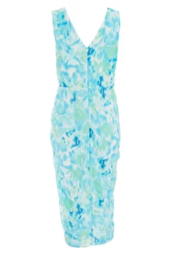 Quiz Blue Wrap Ruched Midi Dress Outlet