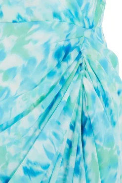 Quiz Blue Wrap Ruched Midi Dress Outlet