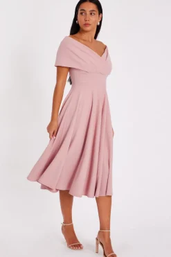 Quiz Bardot Midi Dress Blush Best