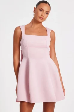 Quiz Bow Skater Dress Blush Outlet
