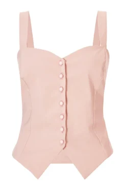 Quiz Blush Button Detail Corset Top Outlet