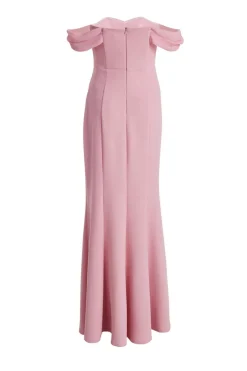 Quiz Chiffon Bardot Maxi Dress Blush