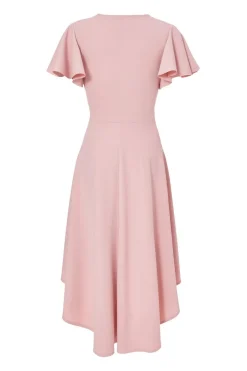 Quiz Dip Hem Midi Dress Blush Sale