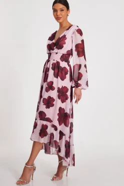 Quiz Blush Floral Dip Hem Midi Dress Best