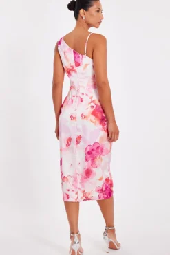 Quiz Blush Floral Print Midi Dress