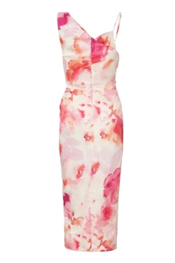Quiz Blush Floral Print Midi Dress