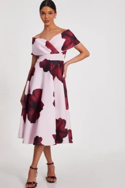 Quiz Blush Floral Skater Dress Online