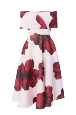 Quiz Blush Floral Skater Dress Online