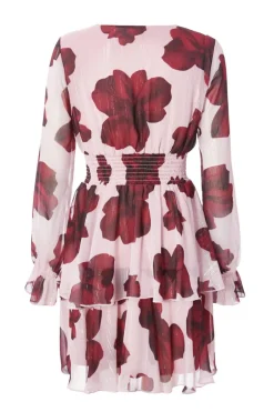 Quiz Blush Floral Tiered Skater Dress Sale