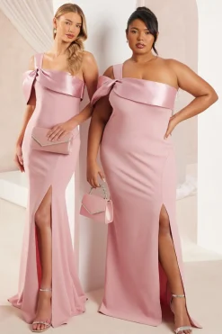 Quiz One Shoulder Maxi Dress Blush Clearance