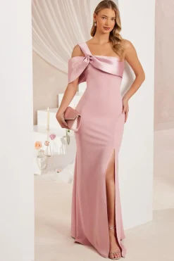 Quiz One Shoulder Maxi Dress Blush Clearance