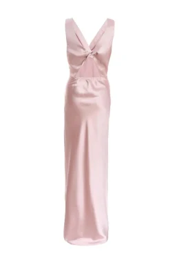 Quiz Blush Pink Satin Wrap Maxi Dress Outlet