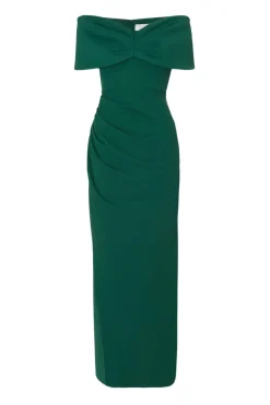 Quiz Bardot Wrap Maxi Dress Bottle Green Clearance
