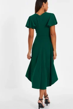 Quiz Bottle Green Buckle Detail Midi Dress