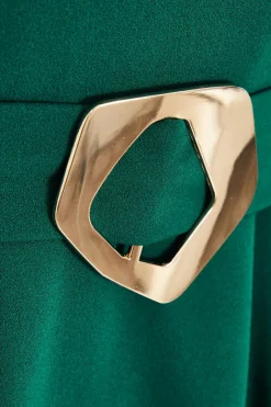 Quiz Bottle Green Buckle Detail Midi Dress