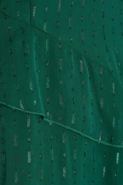 Quiz Chiffon Ruffle Mini Dress Bottle Green Hot