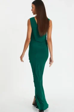 Quiz Bottle Green Diamante Trim Maxi Dress Best