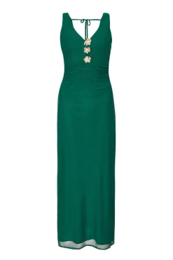 Quiz Bottle Green Flower Detail Midaxi Dress Sale