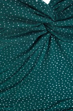 Quiz Glitter Mesh Mini Dress Bottle Green New