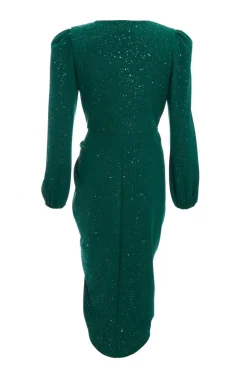 Quiz Bottle Green Glitter Midi Dress Outlet