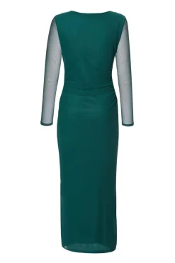 Quiz Mesh Buckle Midaxi Dress Bottle Green