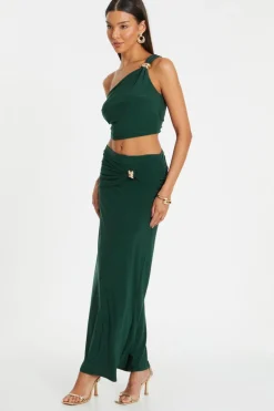 Quiz Bottle One Shoulder Crop Top Green Discount