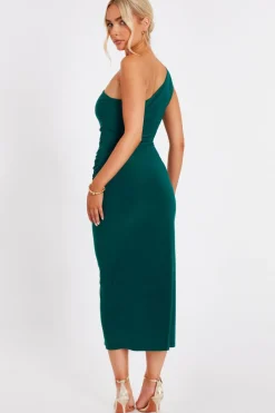 Quiz One Shoulder Midaxi Dress Bottle Green Best