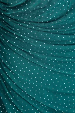Quiz Rhinestone Midaxi Dress Bottle Green New