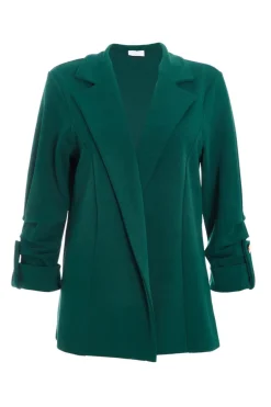 Quiz Ruched Sleeve Blazer Bottle Green Clearance