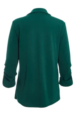 Quiz Ruched Sleeve Blazer Bottle Green Clearance