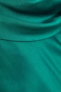 Quiz Satin Drop Shoulder Maxi Dress Bottle Green