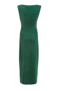 Quiz Bottle Green Shoulder Pad Midaxi Dress Hot
