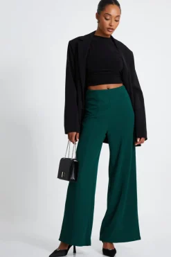 Quiz Wide Leg Trousers Bottle Green