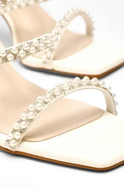 Quiz Bridal Faux Leather Pearl Strap Heels Best
