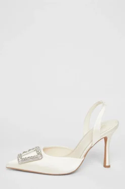 Quiz Bridal Brooch Court Heels White